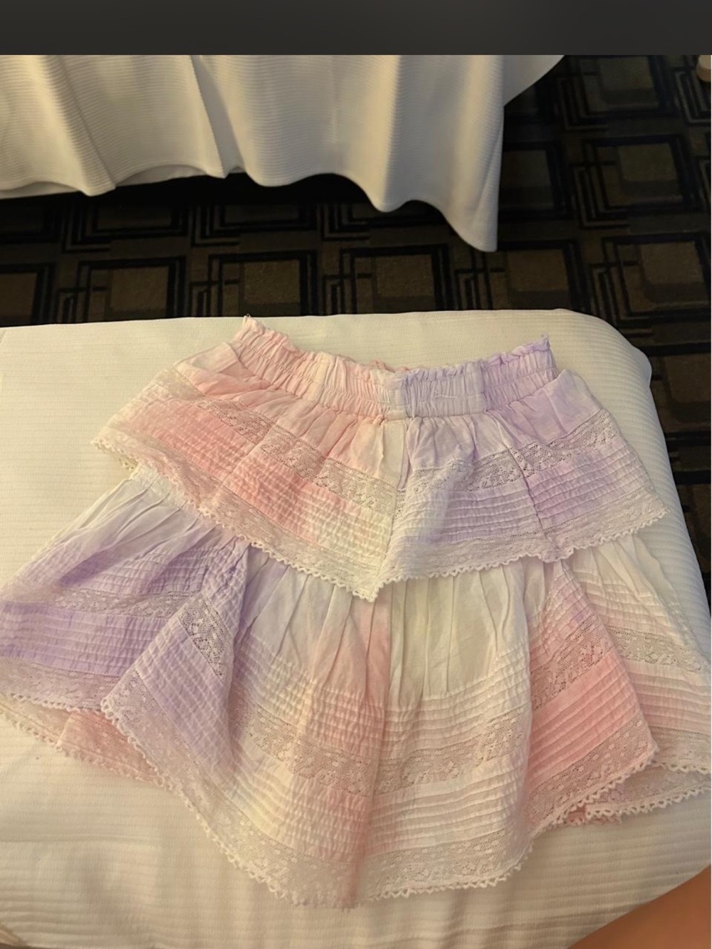 LoveShackFancy Pastel Ombre Tiered Lace Mini Skirt - Picture 3 of 8